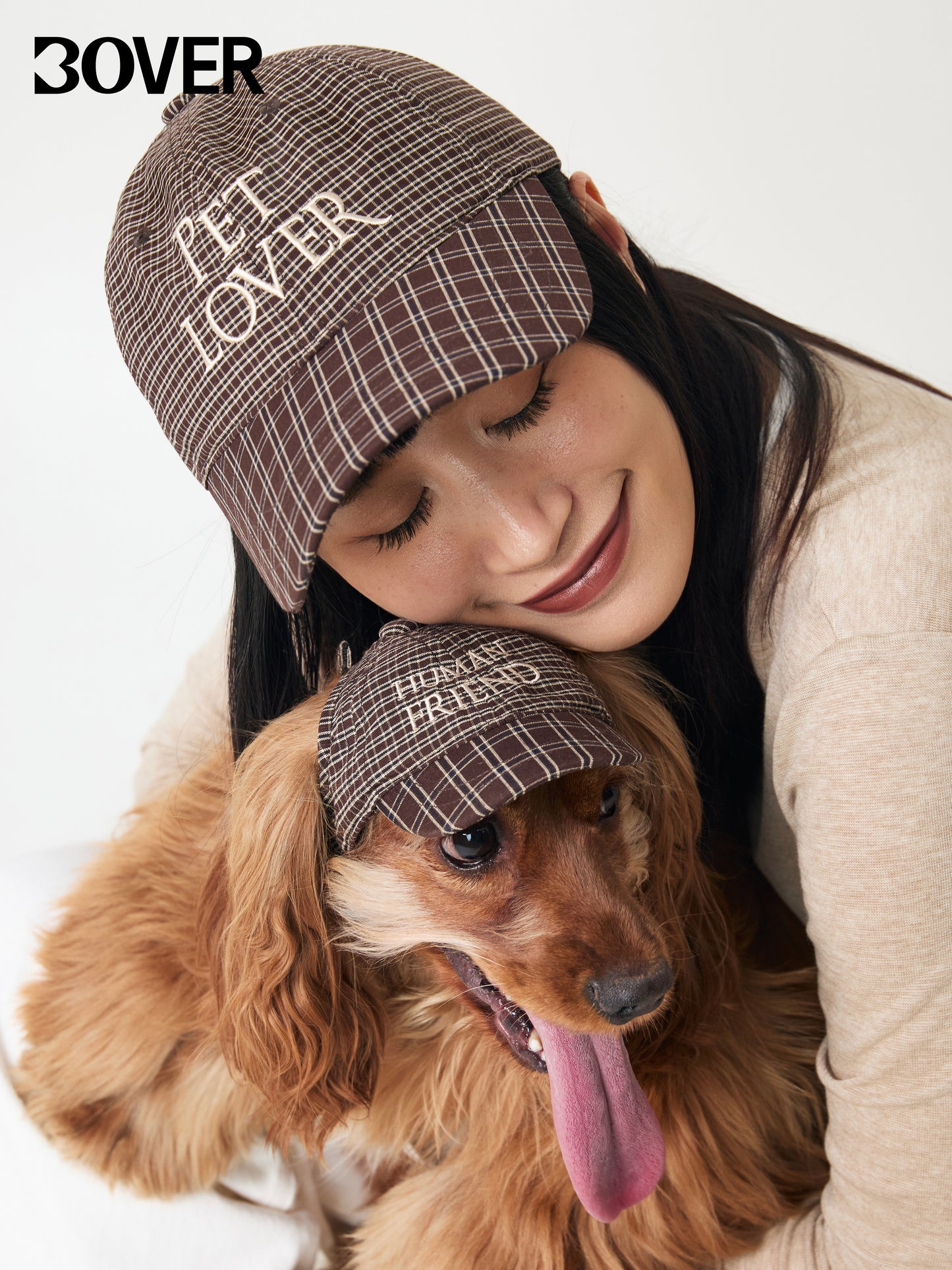 BOVER Embroidered Plaid Baseball Cap - Human-Pet Matching Set (Human Version)