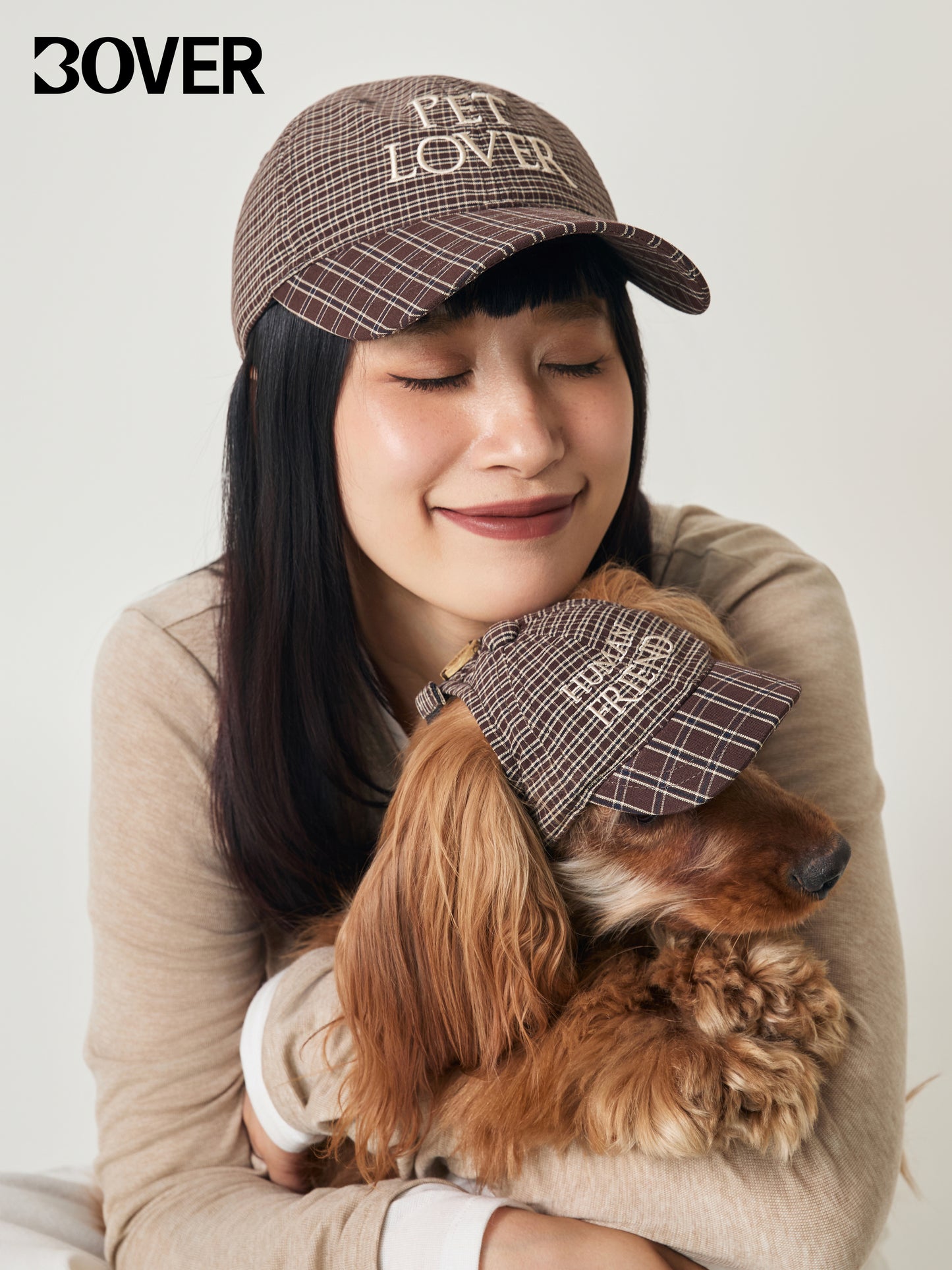 BOVER Embroidered Plaid Baseball Cap - Human-Pet Matching Set (Human Version)