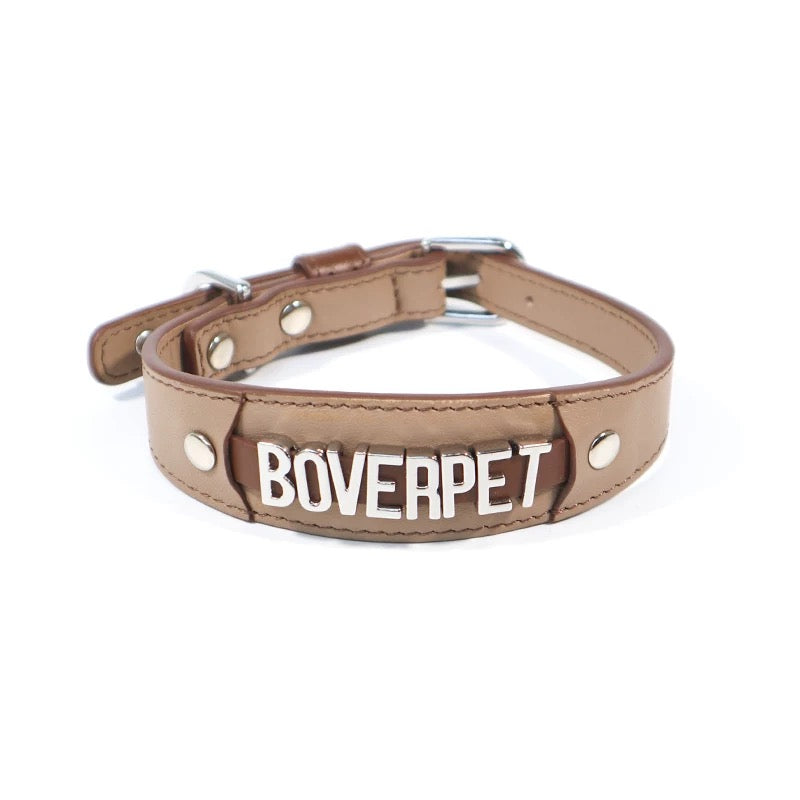 BOVER Custom Letter Collar - Personalized Pet Name with Genuine Leather