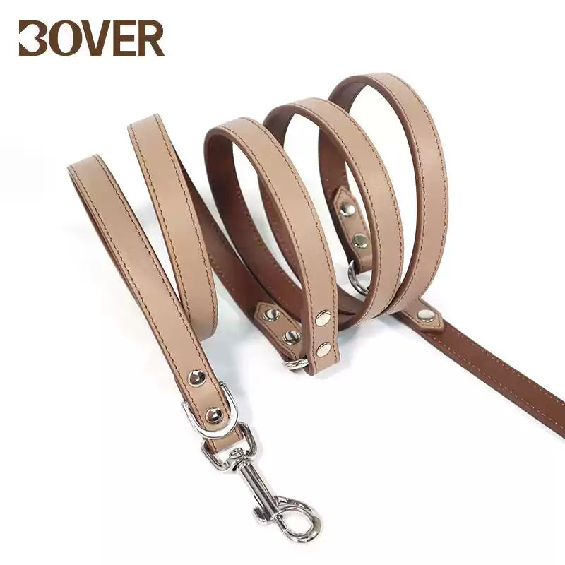 BOVER Multifunctional Leather Leash - Premium Top-Grain Cowhide with Alloy Hardware