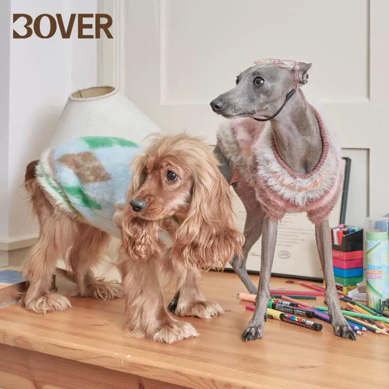 BOVER "Student Dog" Knit Vest - British Academic Style Pet Sweater