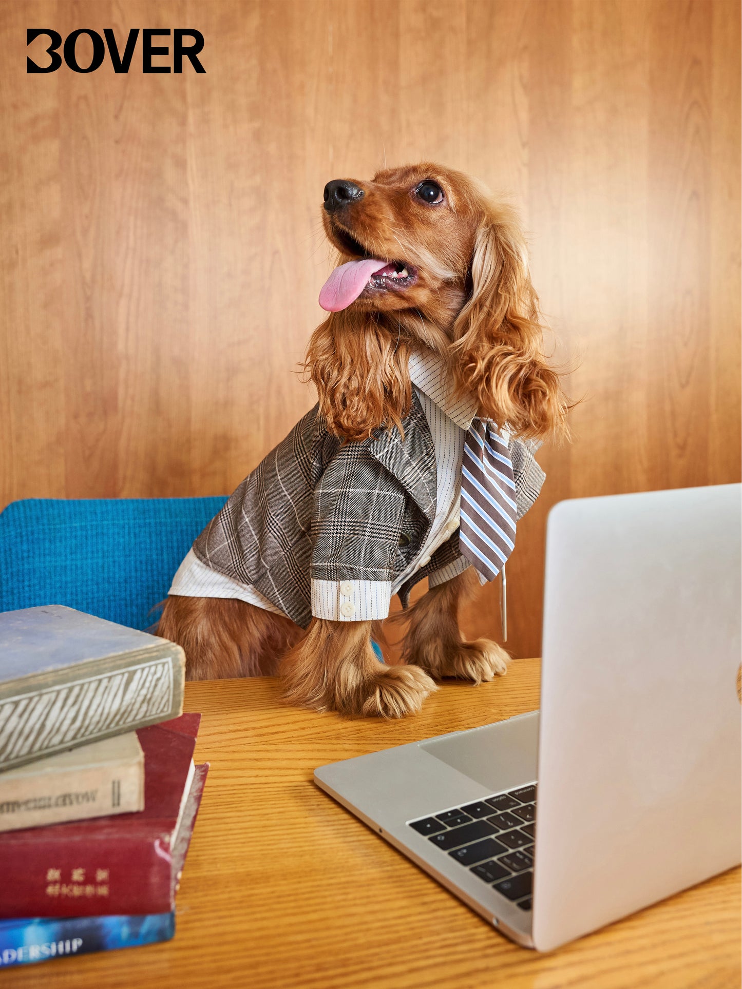 BOVER "Office Dog" Blazer Set - Detachable Tie & Mock Two-Piece Design
