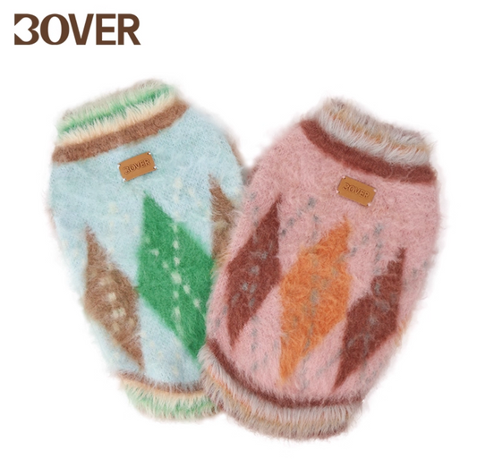 BOVER "Student Dog" Knit Vest - British Academic Style Pet Sweater