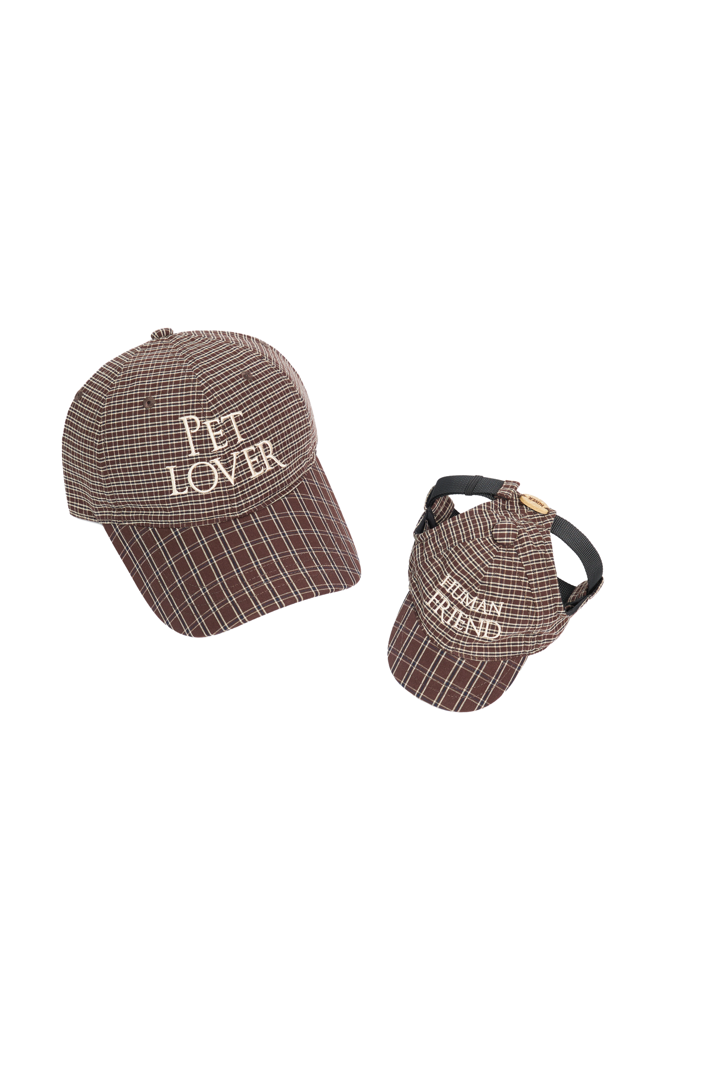 BOVER Embroidered Plaid Baseball Cap - Human-Pet Matching Set (Human Version)