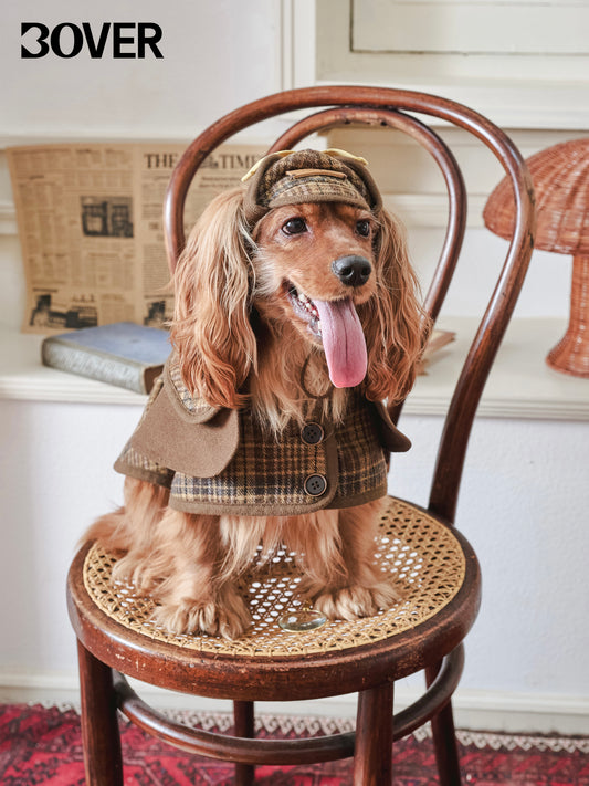 BOVER "Detective Dog" Sherlock Hat - British Style with Adjustable Strap