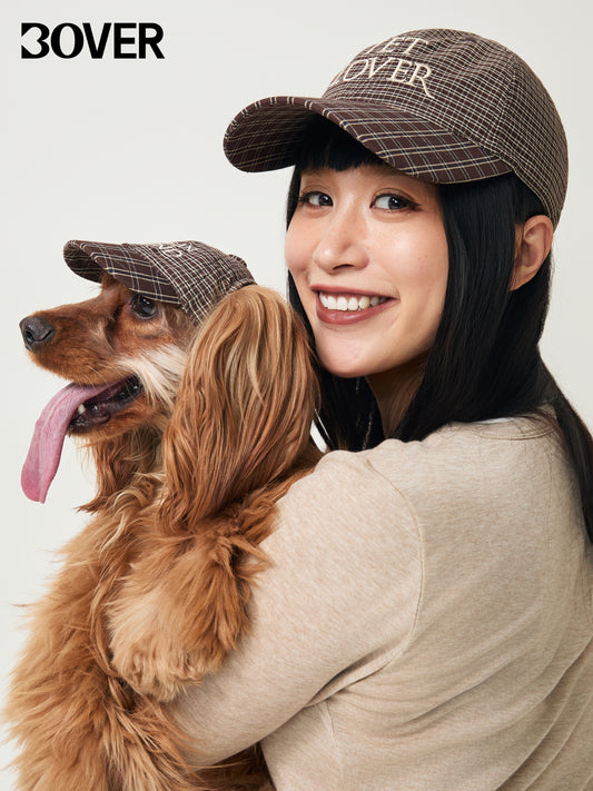 BOVER Embroidered Plaid Baseball Cap - Human-Pet Matching Set (Human Version)