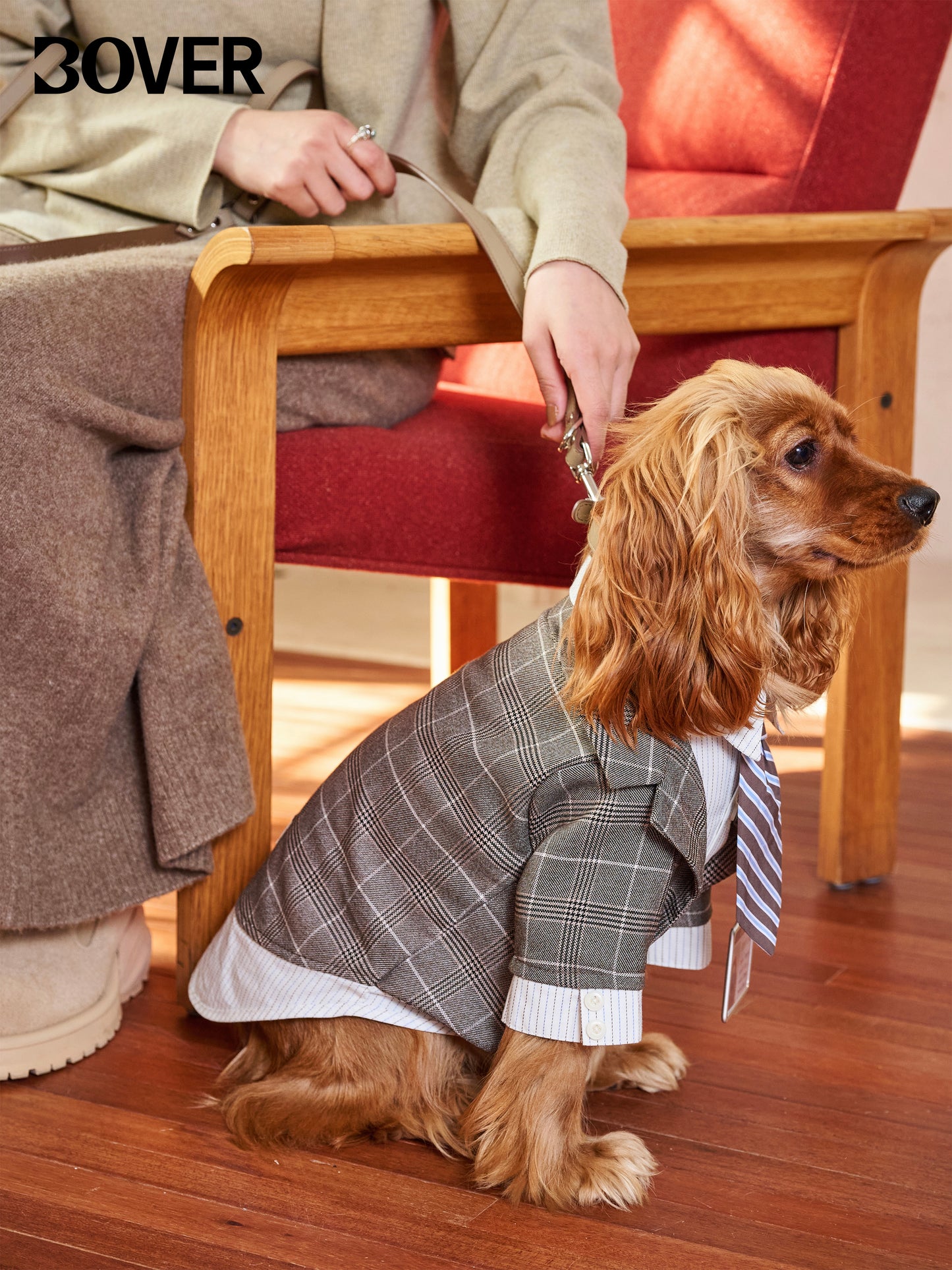 BOVER "Office Dog" Blazer Set - Detachable Tie & Mock Two-Piece Design