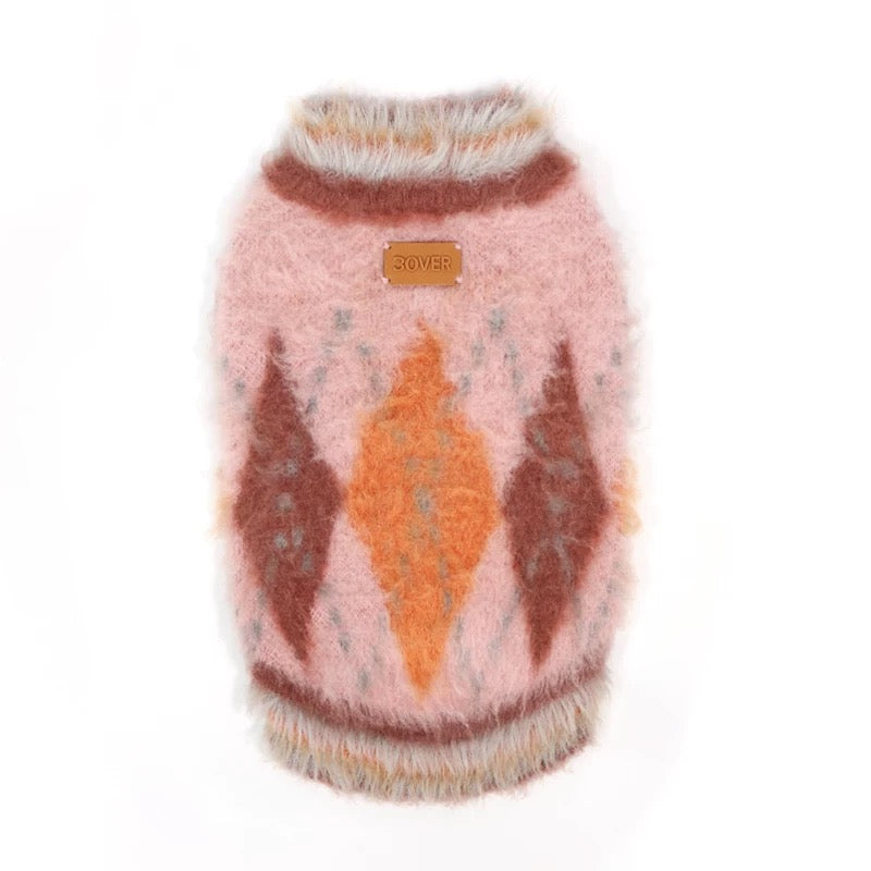 BOVER "Student Dog" Knit Vest - British Academic Style Pet Sweater