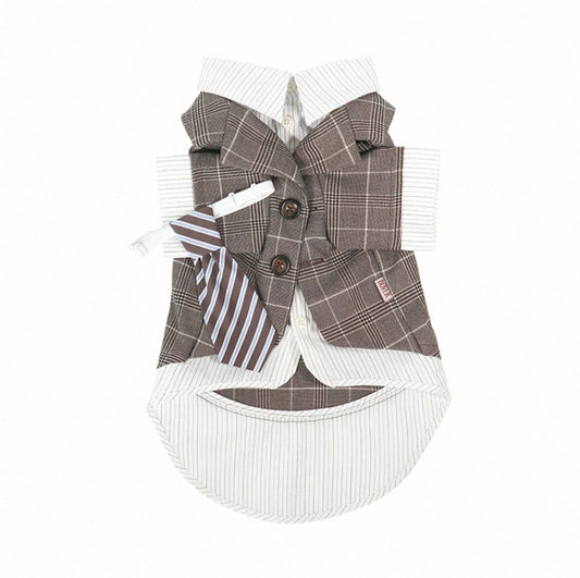 BOVER "Office Dog" Blazer Set - Detachable Tie & Mock Two-Piece Design