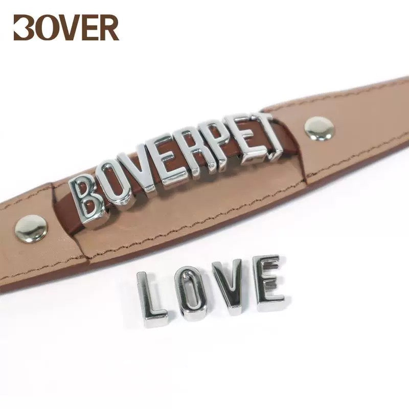 BOVER Custom Letter Collar - Personalized Pet Name with Genuine Leather