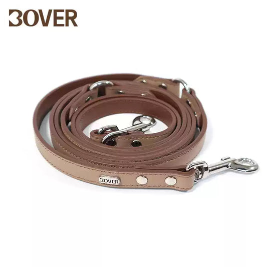 BOVER Multifunctional Leather Leash - Premium Top-Grain Cowhide with Alloy Hardware