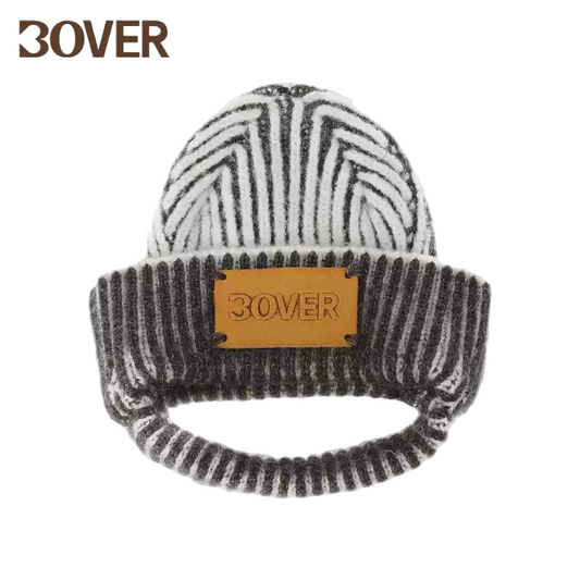 BOVER "Hip Hop Dog" Knit Beanie - Streetwear Pet Hat with Ear Holes