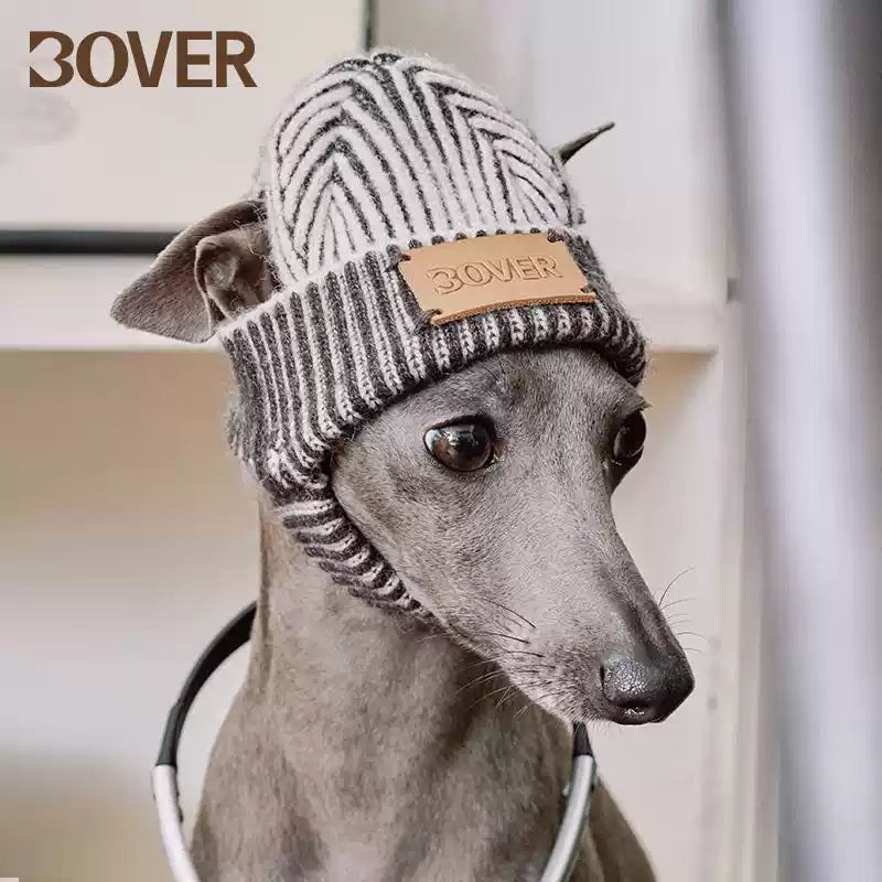 BOVER "Hip Hop Dog" Knit Beanie - Streetwear Pet Hat with Ear Holes