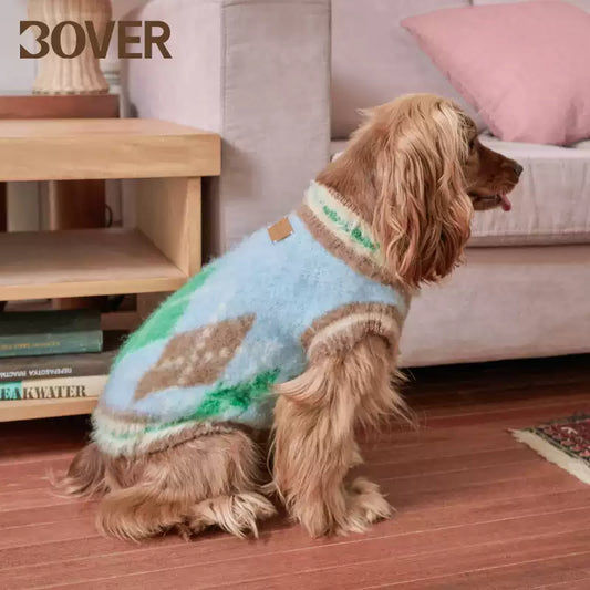 BOVER "Student Dog" Knit Vest - British Academic Style Pet Sweater